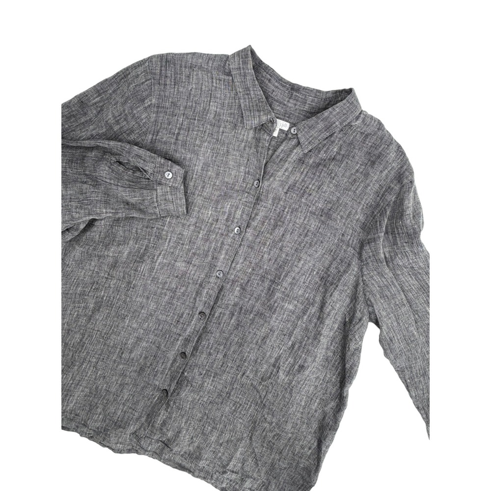 J. Jill Love Linen Essential Shirt Gray Button Down 100% Linen Womens XL